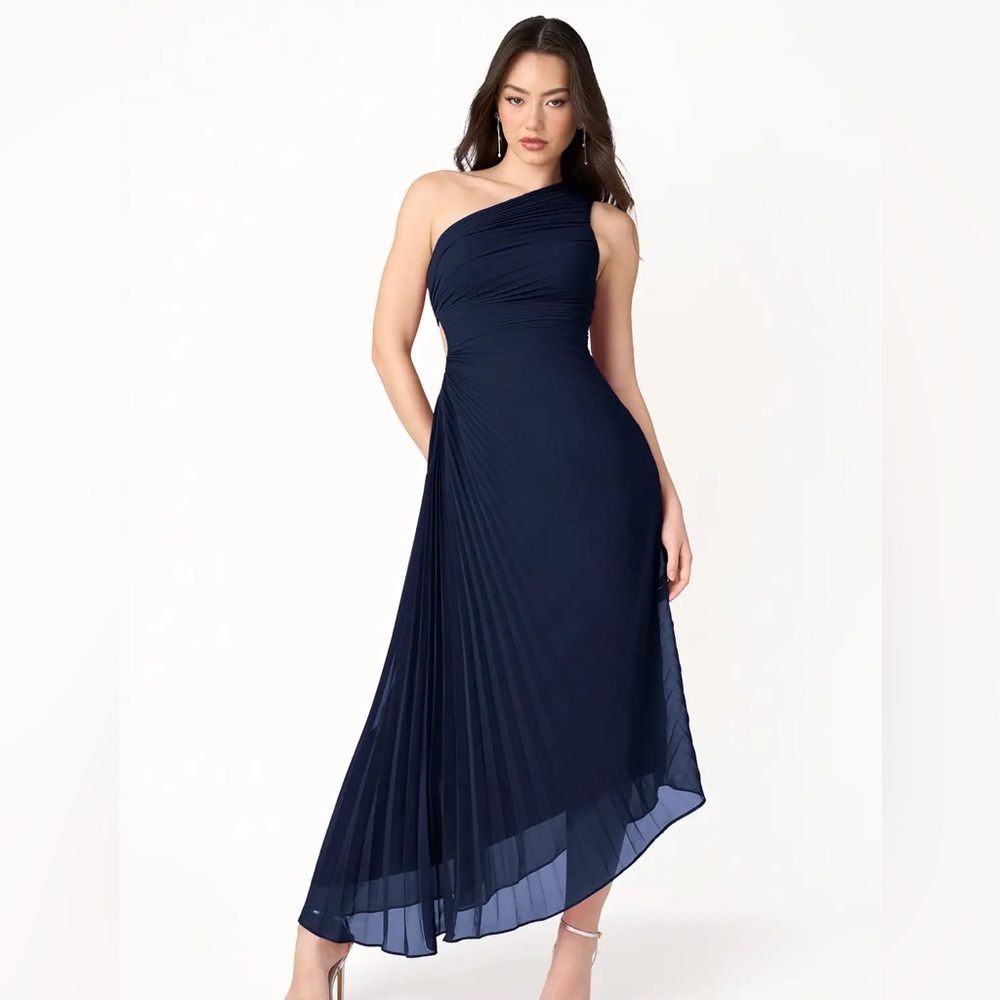 NWT Navy Blue One Shoulder Formal Dress